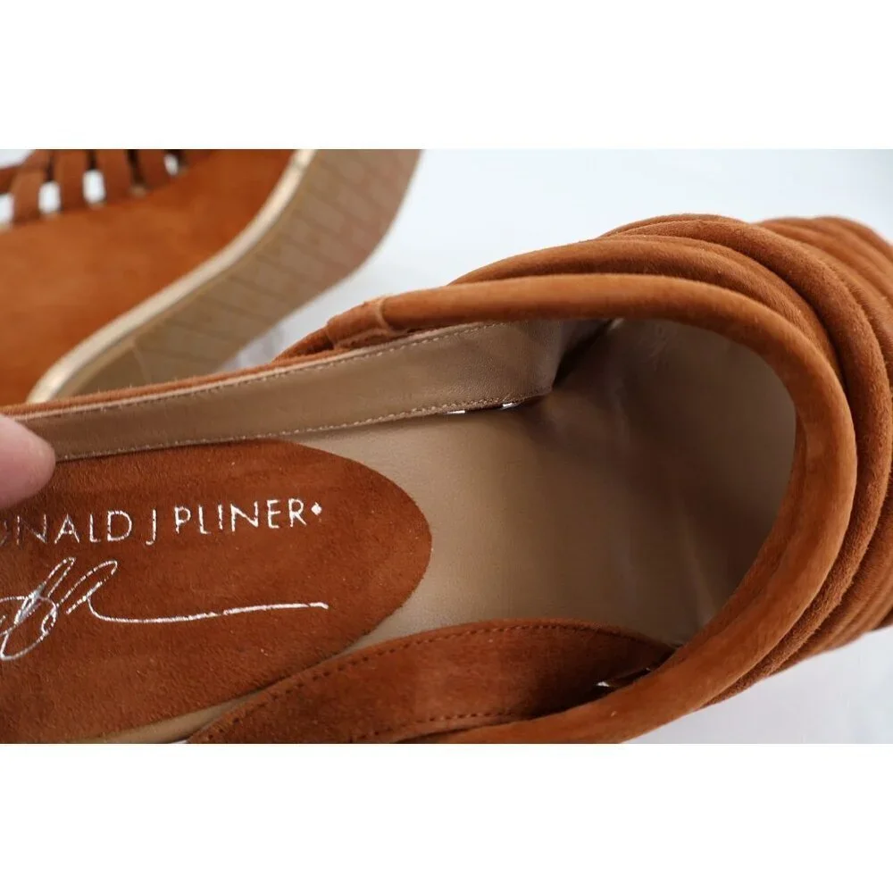 Donald J. Pliner Brown Suede Wedge Sandals